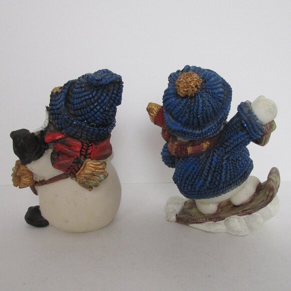 pair of resin snowman figurines - Picture 6 of 8